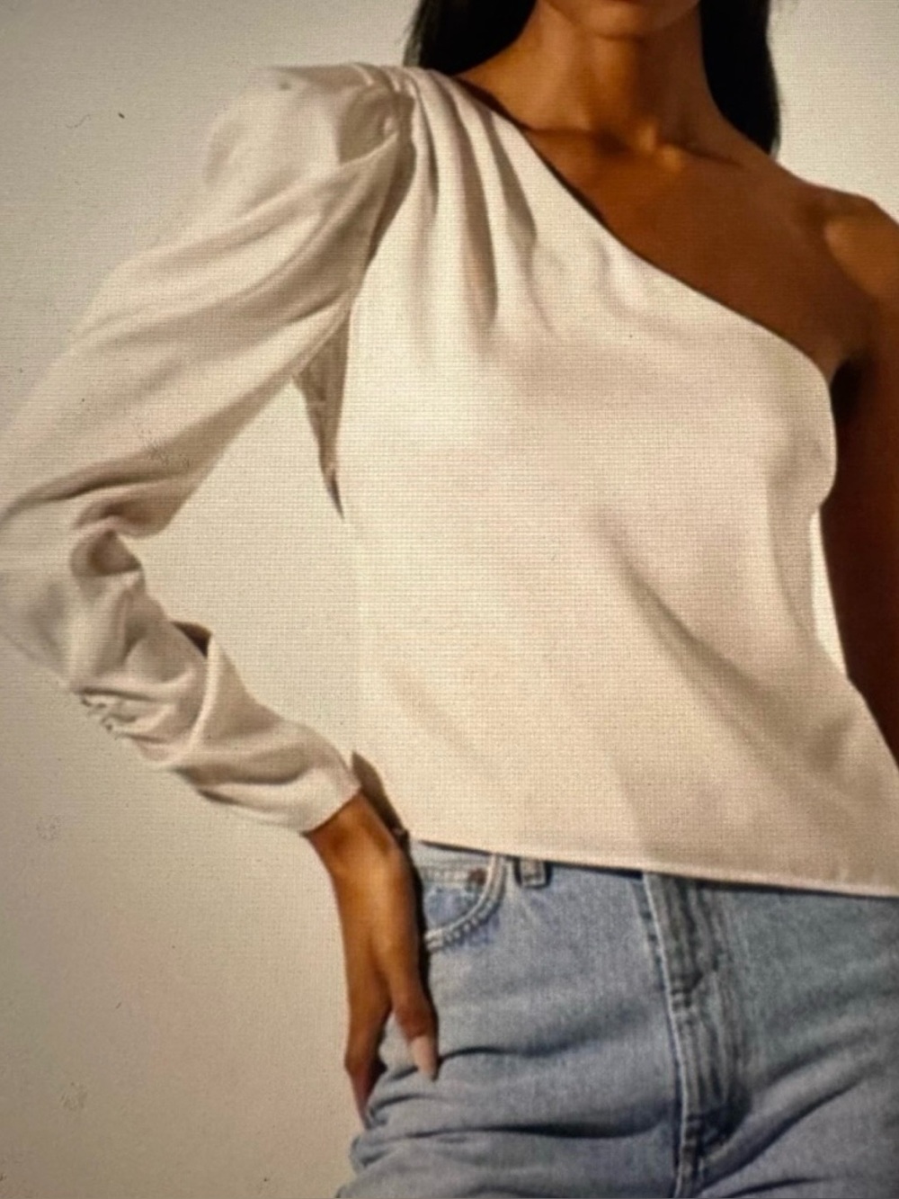 Astr Champagne One-Shoulder Top